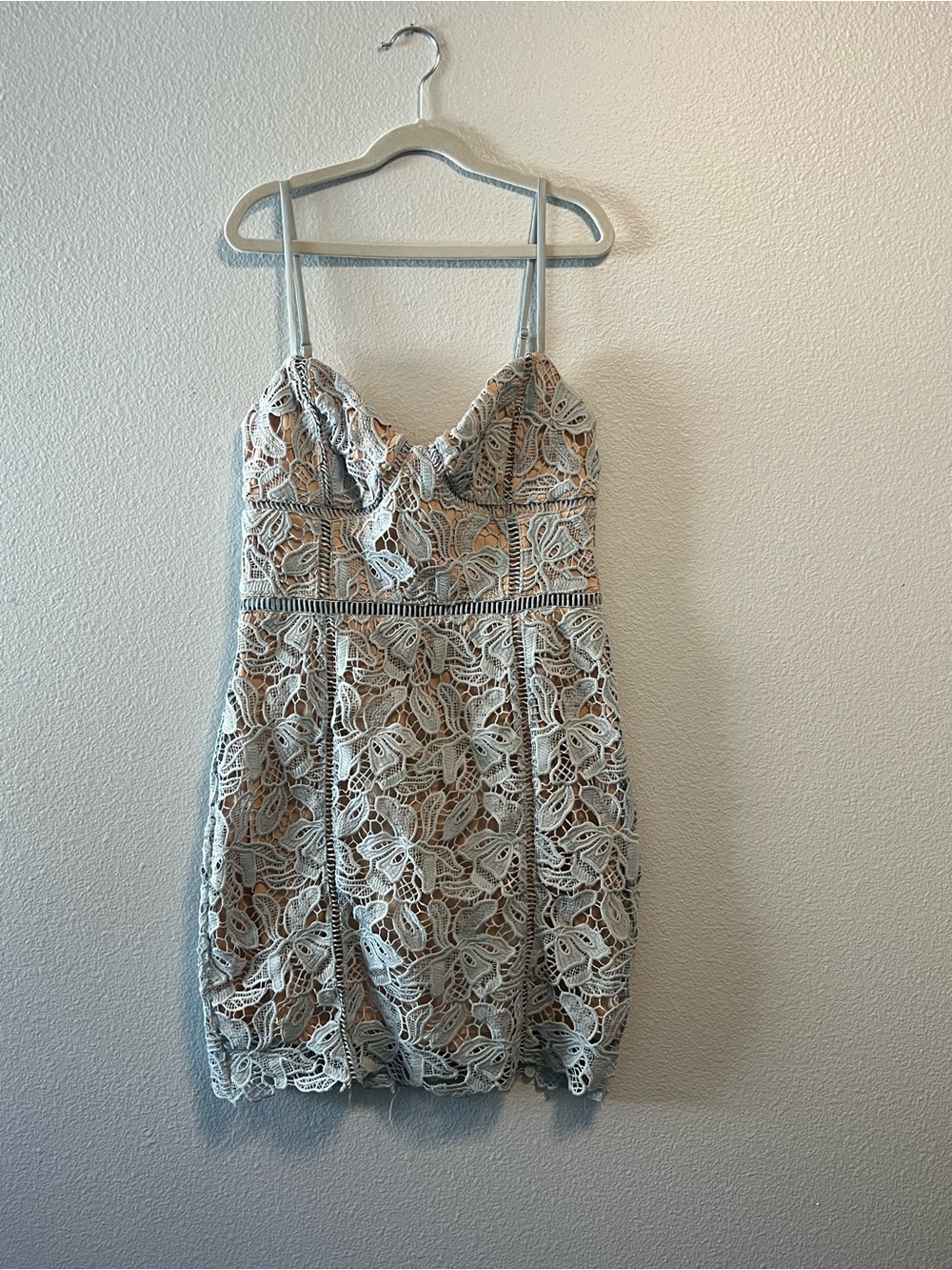 Blue Crochet Lace Bodycon Cocktail Dress